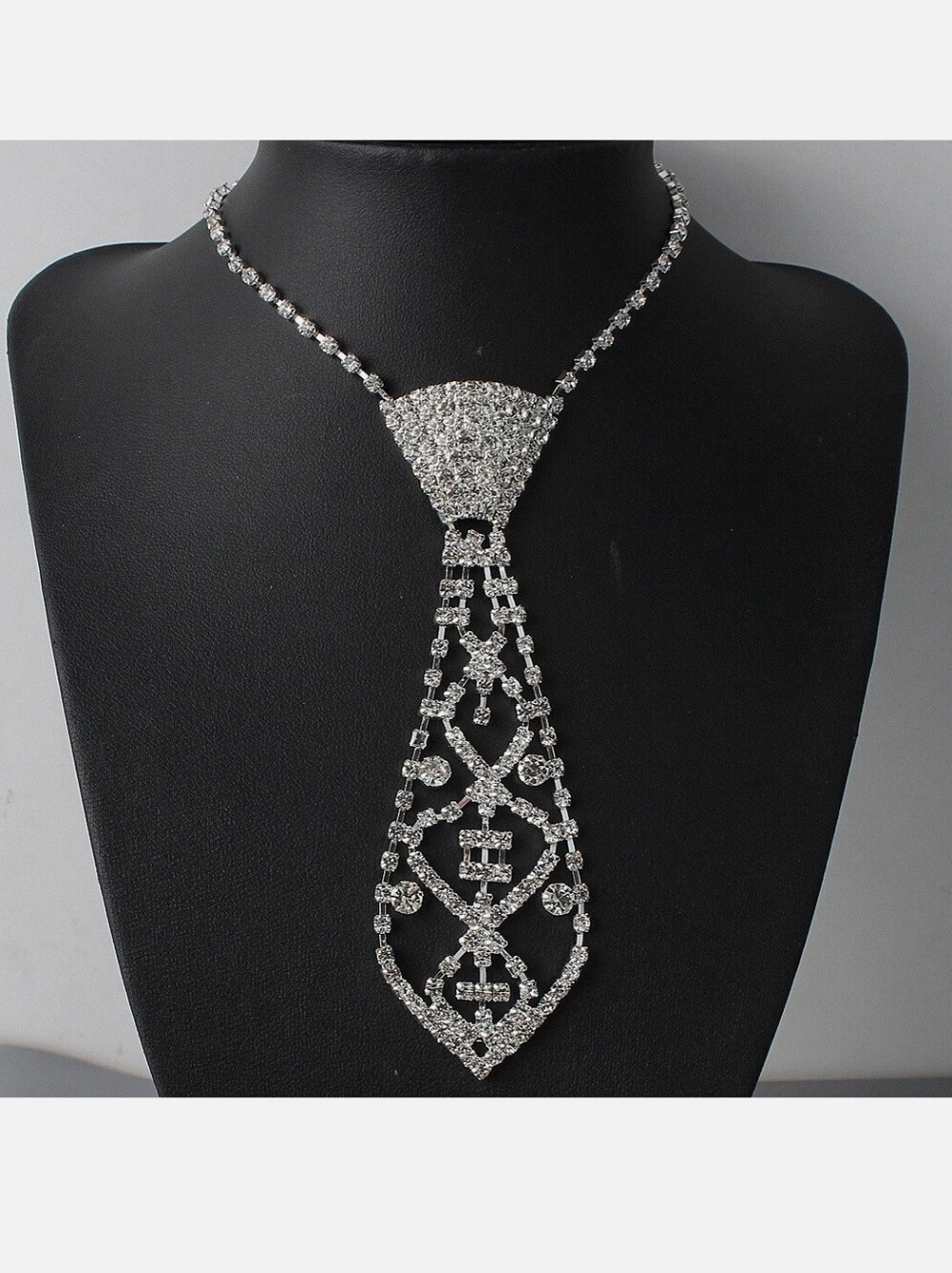 1980s Vibe Rhinestone Tie Necklace New